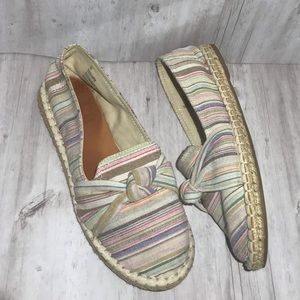 Jellypop Vibrant Striped Tie Knot Front Loafers